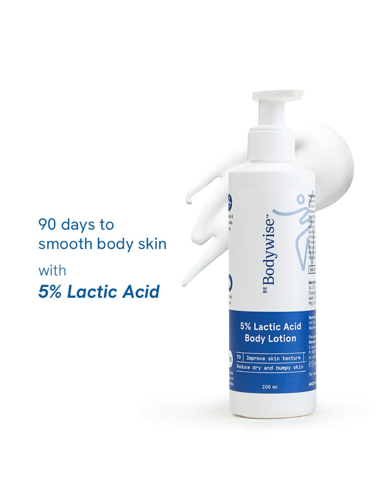 Be Bodywise 5% Lactic Acid Body Lotion - For 24H Moisturization, Improved Skin Texture, Smooth Skin