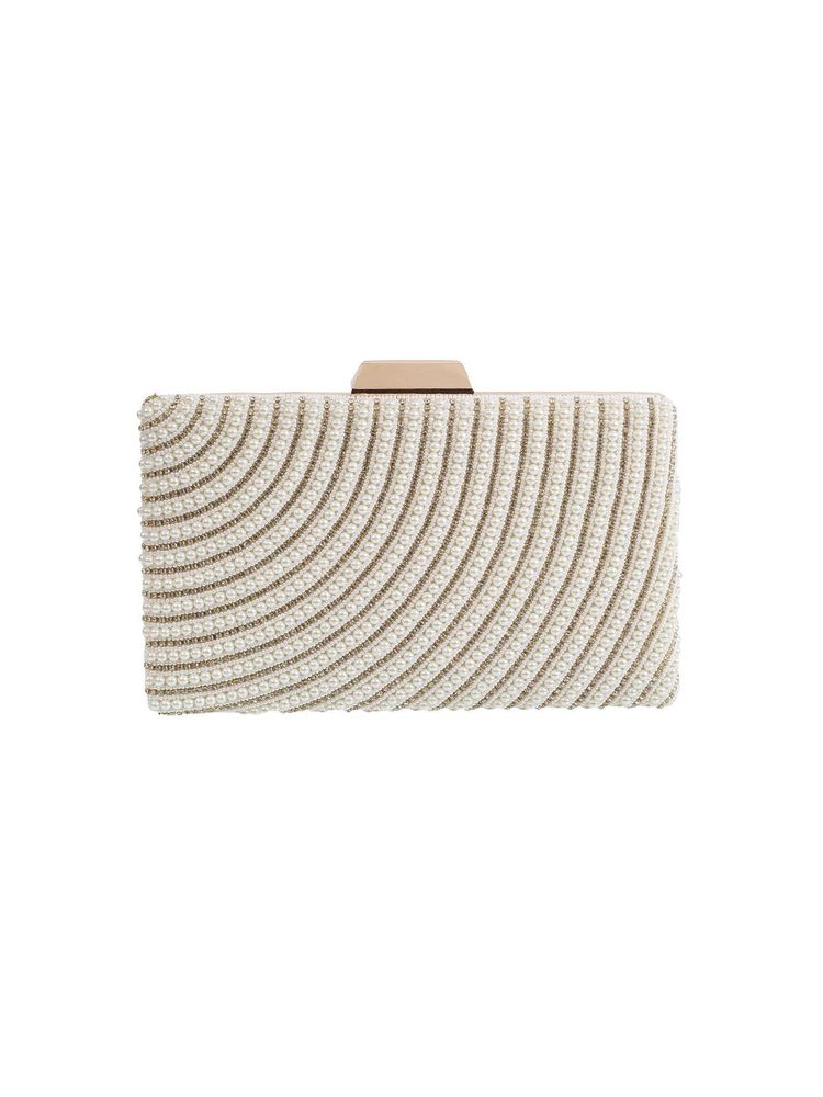 Metro Beige Sequined Clutch for Women-picture-19