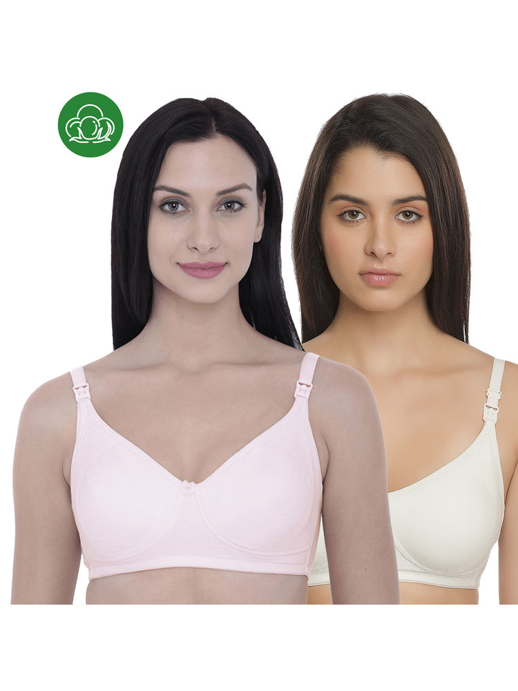 Inner Sense Organic Cotton Antimicrobial Nursing Bra Pack of 2 - Multi-Color-image-35