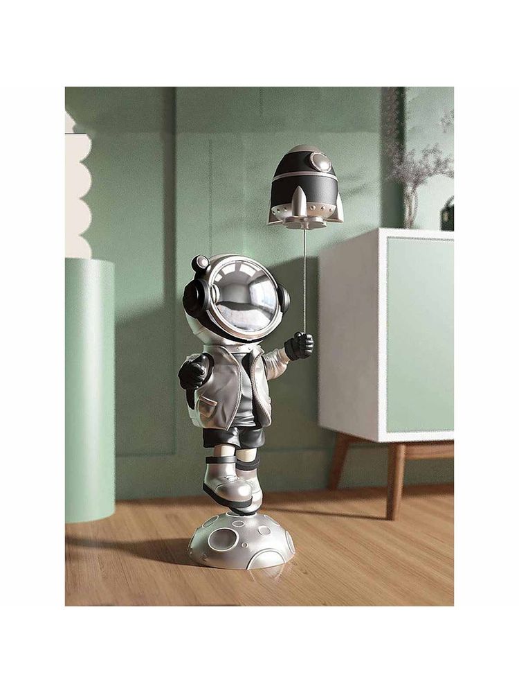 Smokey Cocktail Silver Astronaut with Rocket Sculpture-picture-28