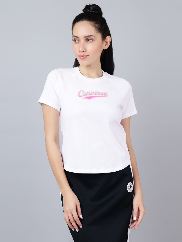 Converse Women White Skate Text Printed T-shirt-image-39