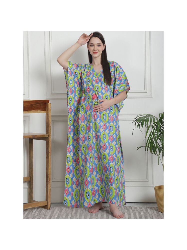 Secret Wish Printed Multi Cotton Maternity Kaftan Nighty-image-36