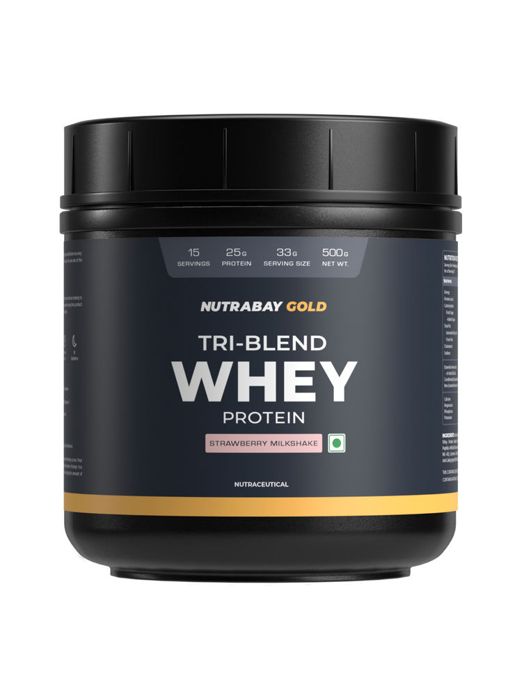 Nutrabay Gold Tri-blend Whey Protein - Strawberry Milkshake-picture-17