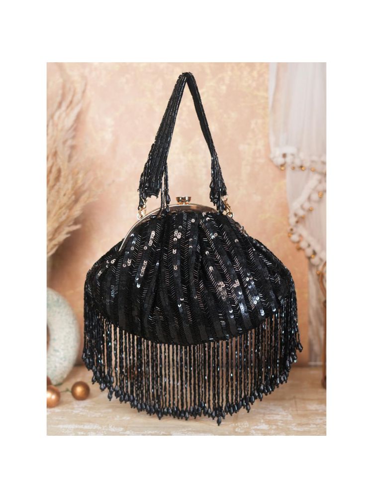 SWISNI Black Embroidered Batua Bag-picture-44