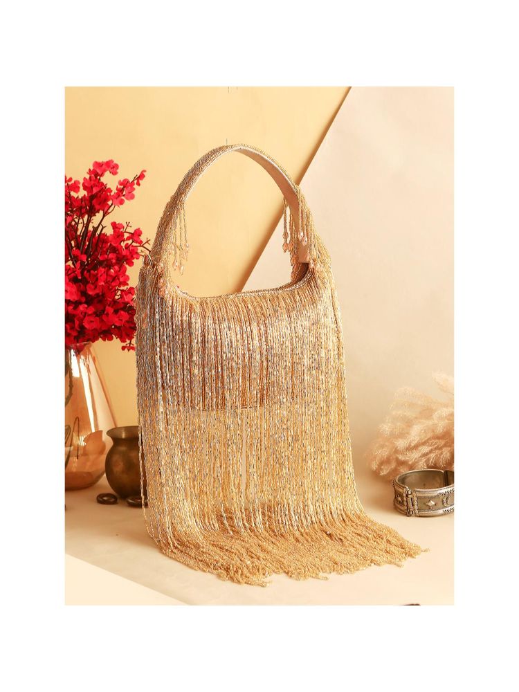 SWISNI Golden Luxury Tassel Latkan Batua Bag-picture-45
