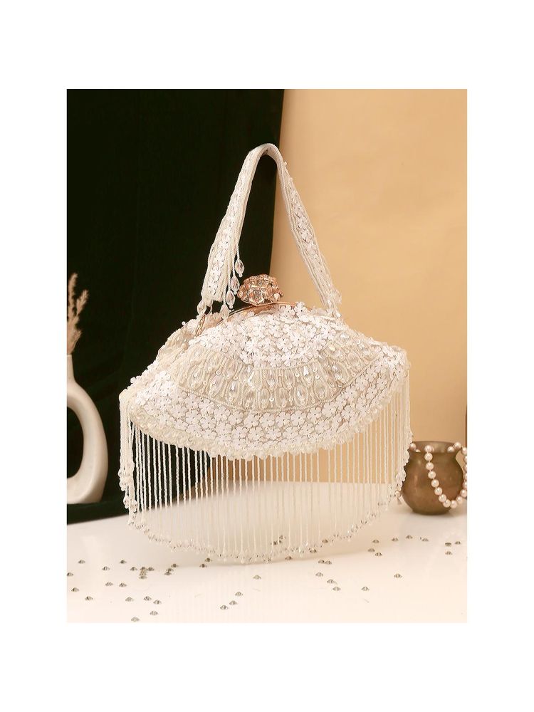 SWISNI White Heavy Embroidered Batua Bag-picture-29