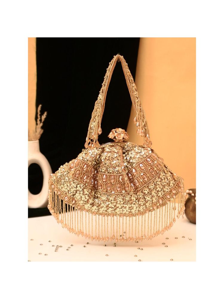 SWISNI Golden Heavy Embellished Batua Bag