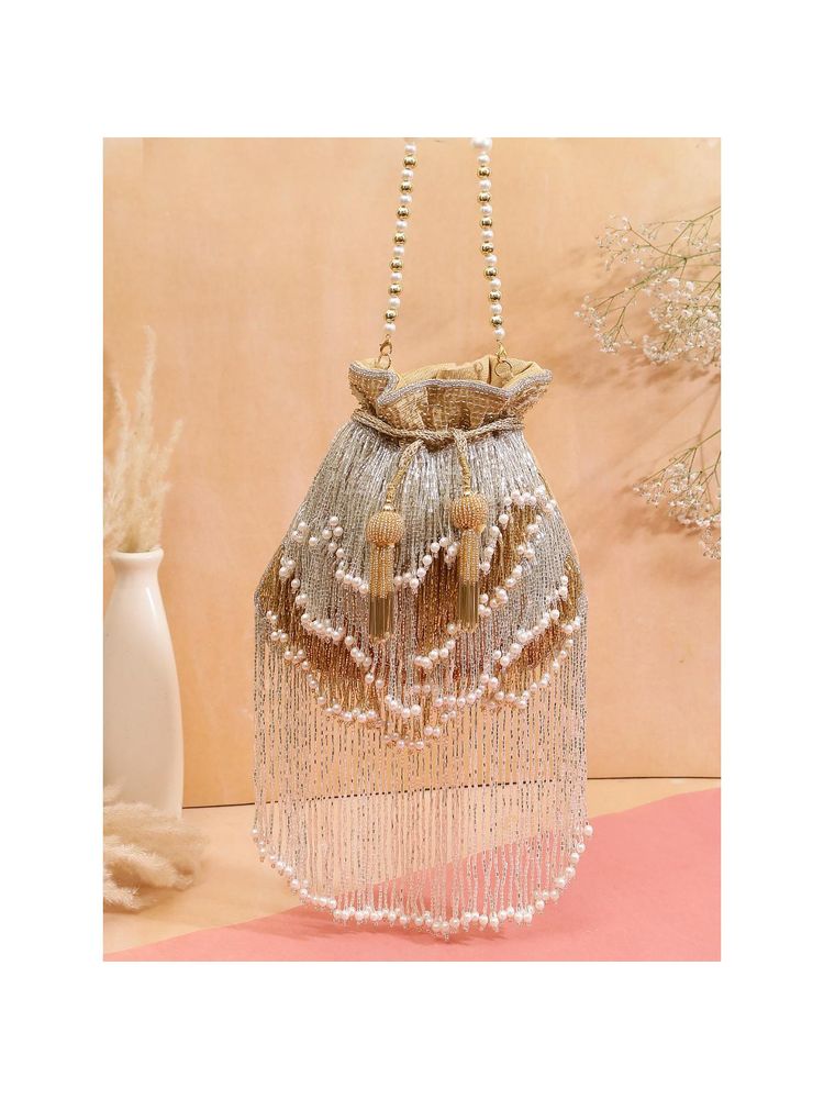 SWISNI Womens Gold Embroidered Potli Bag-picture-42