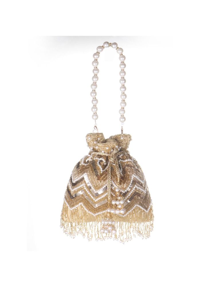SWISNI Womens Gold Embroidered Potli Bag-picture-44