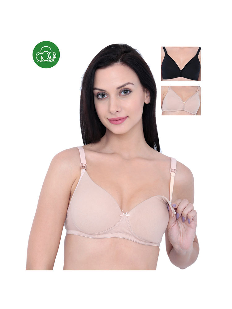 Inner Sense Organic Cotton Antimicrobial Nursing Bra Pack of 3 - Multi-Color-picture-24