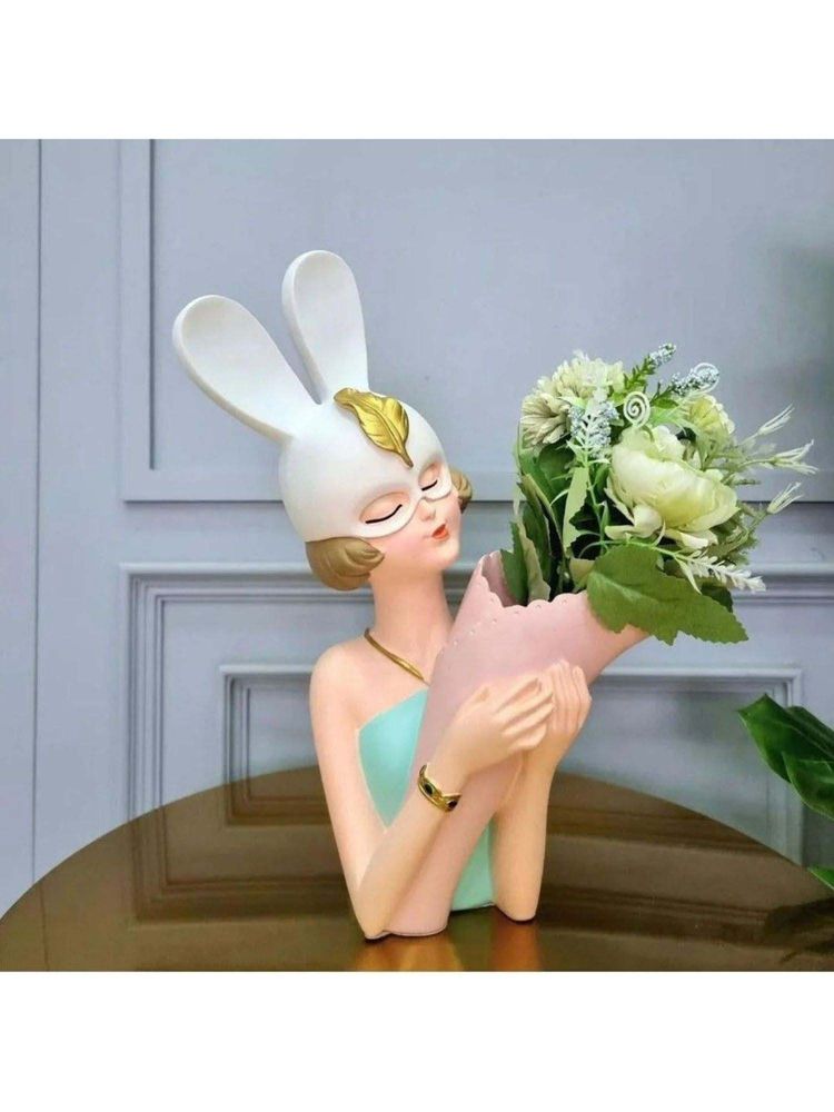 Smokey Cocktail Pretty Girl Flower Holder Statue - Green-image-11