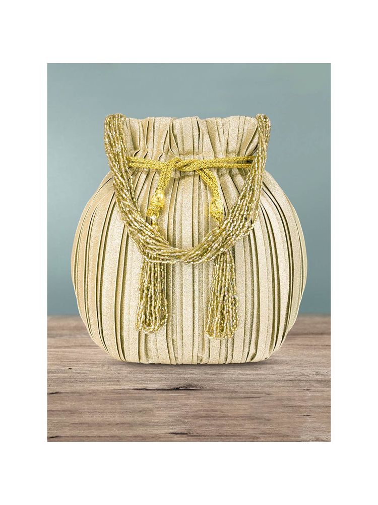 Peora Gold-Toned Embellished Potli Clutch -P63G