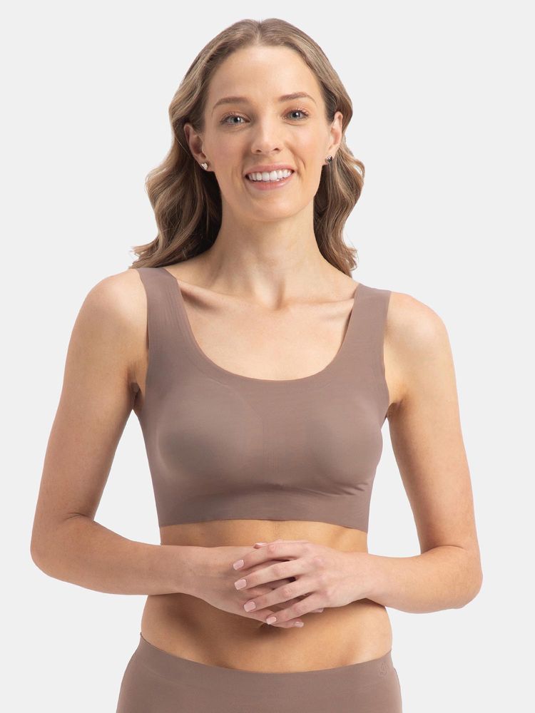 Jockey 1839 Wirefree Padded Soft Touch Microfiber Elastane Lounge Bra - Deep Taupe-picture-14