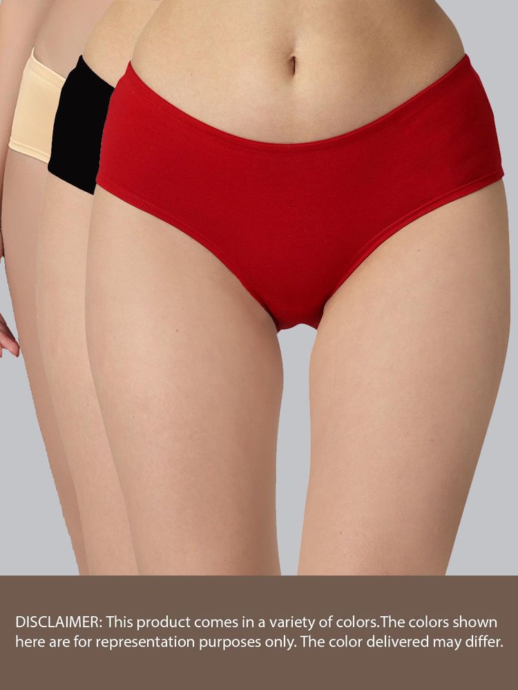 SOIE Women Mid Rise High Coverage Solid Cotton Stretch Brief Panty Multi-Color (Pack of 3)-picture-13