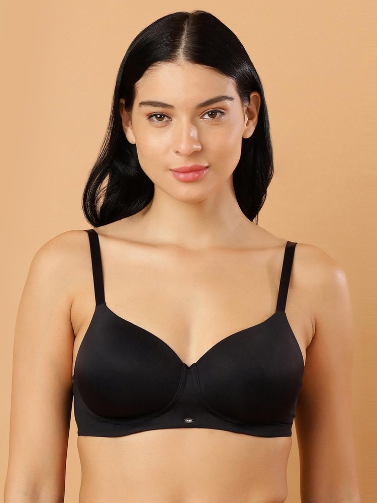SOIE Women Padded Non Wired Full Coverage T-Shirt Bra Black-picture-13