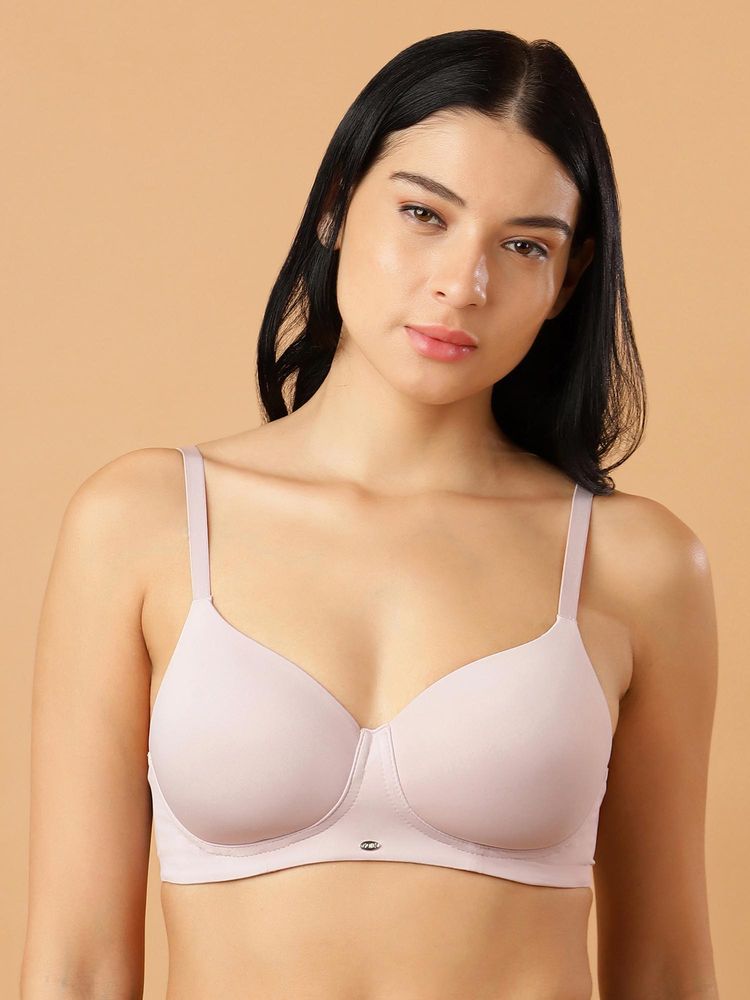 SOIE Women Padded Non Wired Full Coverage T-Shirt Bra Pink-image-26