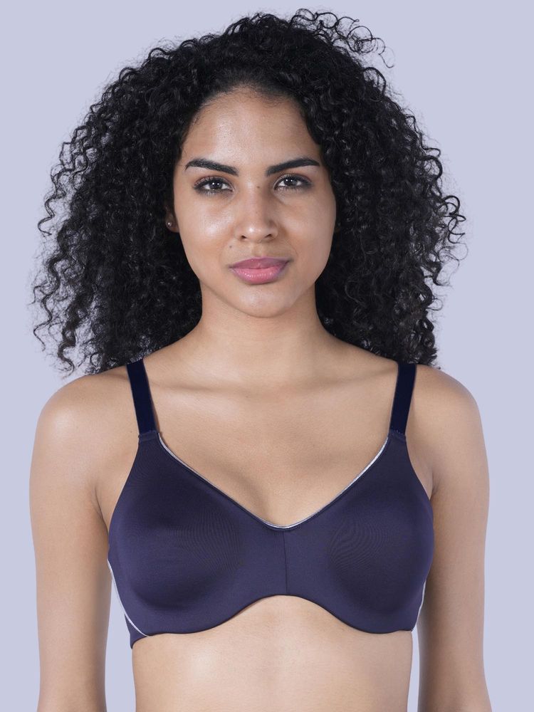 SOIE Women Non Padded Wired Full Coverage Minimiser Bra Navy Blue-picture-12