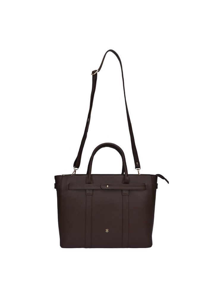 Horra Womens 14 Inch Office Laptop Handbag Dark Brown (L)-image-26