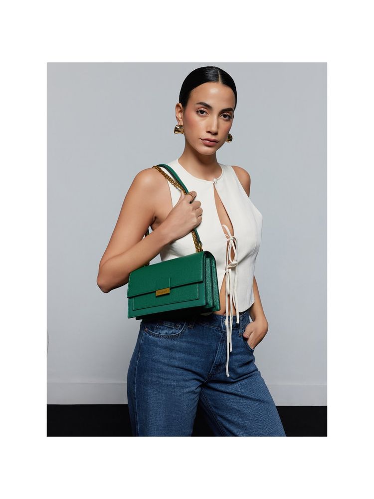 MIRAGGIO Green Emma Chain Small Shoulder Bag-image-29