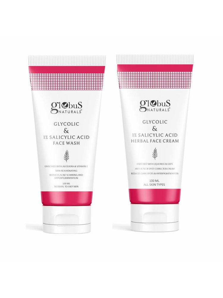 Globus Naturals Glycolic + 1% Salicylic Acid Face Wash + Face Cream Combo - Set of 2-picture-11