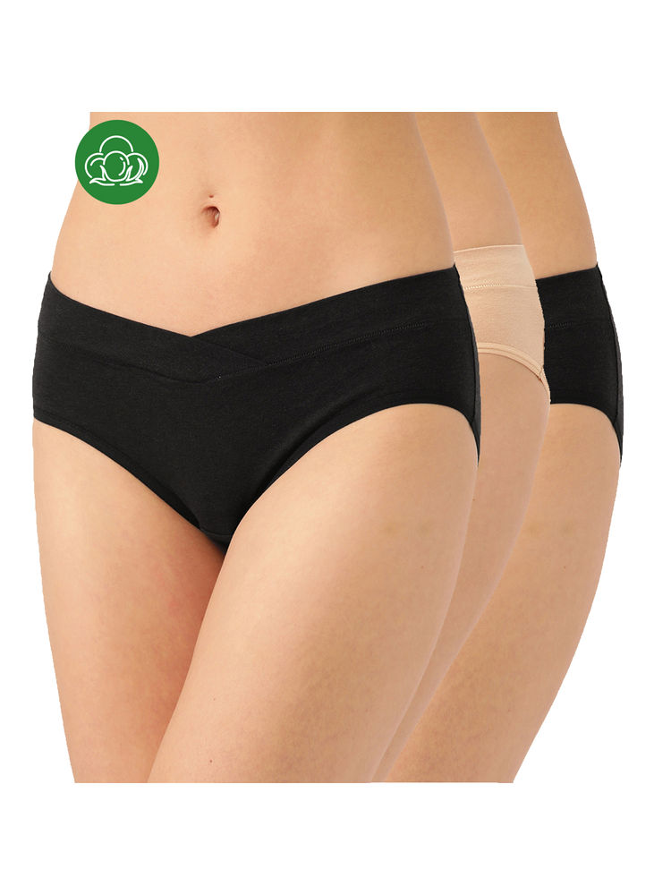Inner Sense Women's Organic Cotton Antimicrobial Maternity Panty (pack Of 3) - Multi-Color-picture-1
