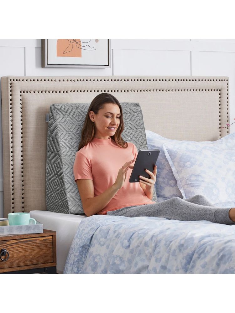 SLEEPSIA Memory Foam Back Support Sleeping Bed Wedge Orthopaedic Incline Pillow Grey-image-6