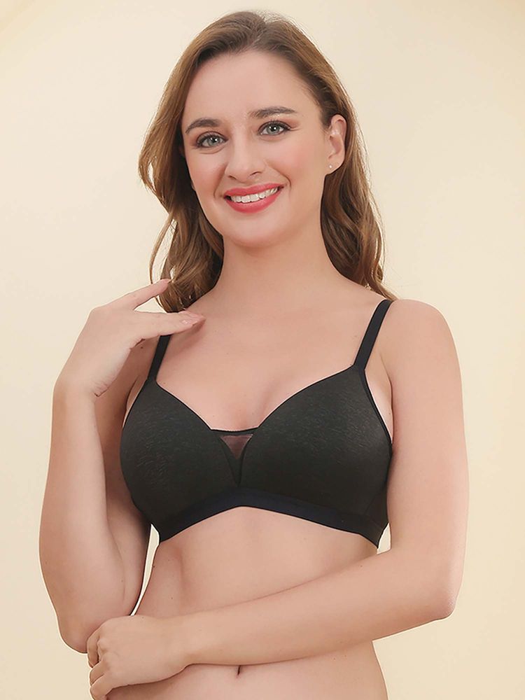 PrettyCat Women's Lightly Padded Non-Wire T-Shirt Bra - Black-picture-23