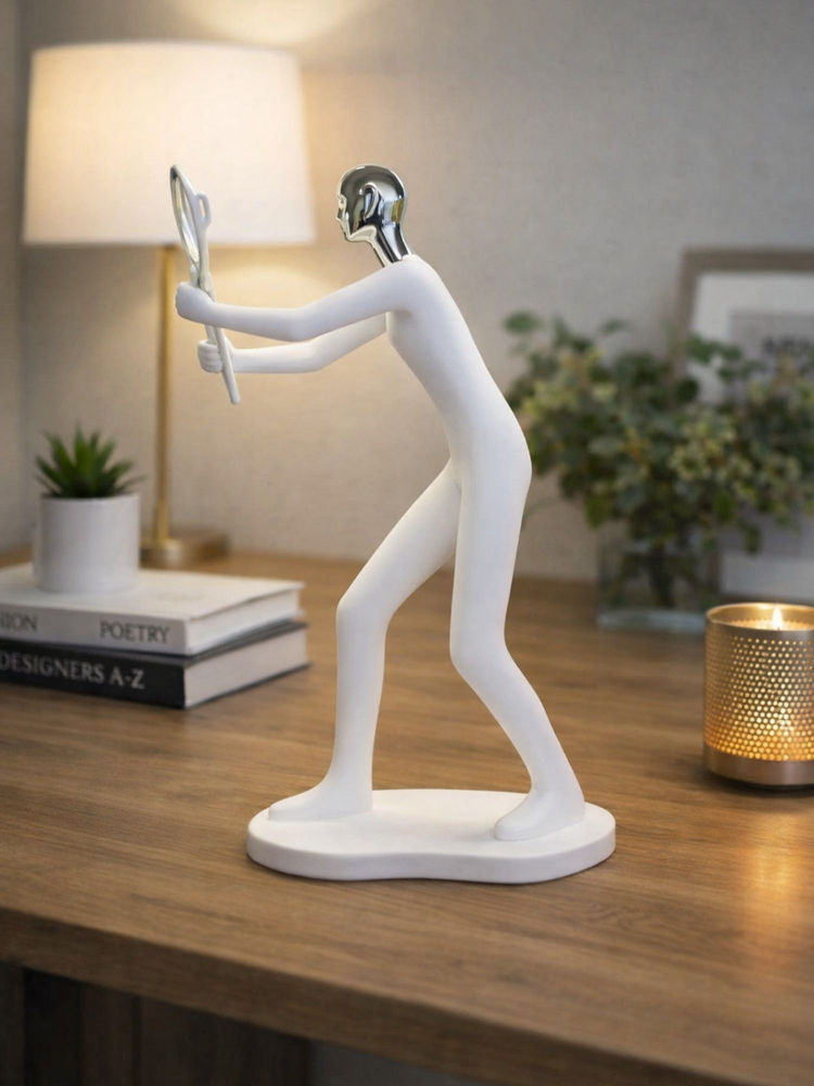 Smokey Cocktail White Badminton Player Sculpture-image-25