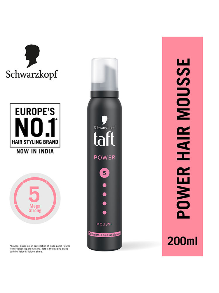 Schwarzkopf TAFT Power Hold 5 Hair Mousse To Controls Frizz, Lasts 24 Hours With No Stickiness