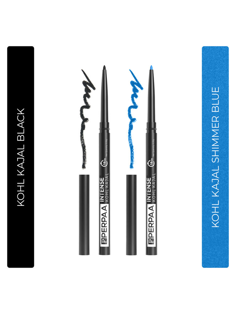 PERPAA Longwear Highly Pigmented Black & Blue Kohl Kajal Combo-image-2