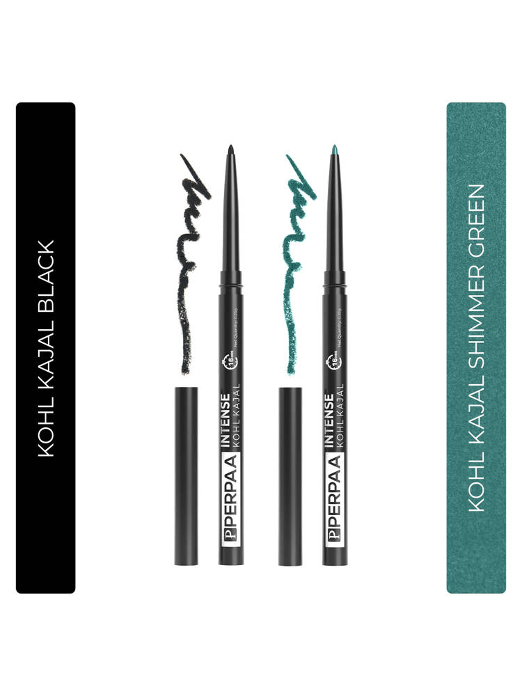 PERPAA Longwear Highly Pigmented Black & Green Kohl Kajal Combo-picture-6
