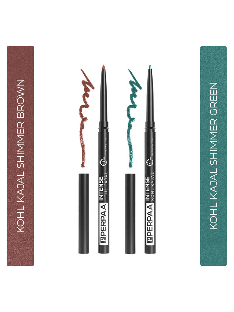 PERPAA Longwear Highly Pigmented Brown & Green Kohl Kajal Combo-picture-12