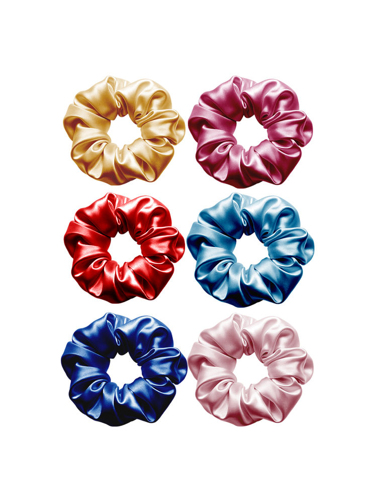 Matra Large Satin Scrunchie Silky & Soft Premium Hair Tie Rubberband - Blue-image-27