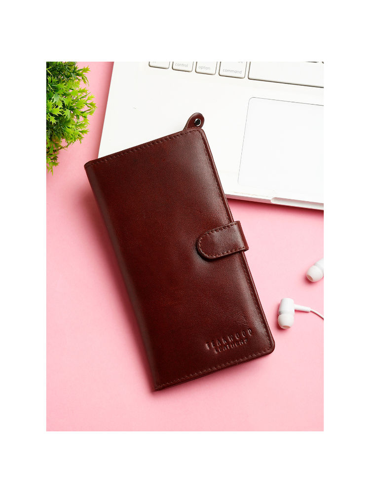 Teakwood Women Maroon Solid Two Fold Passport Holder-picture-27