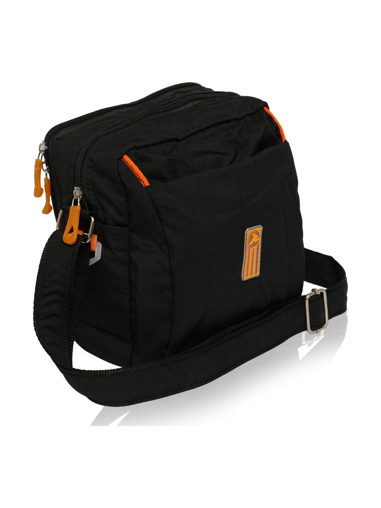 NFI Essentials Men's Sling Bag Stylish Cross Body Travel Office Business Messenger Bag - Black