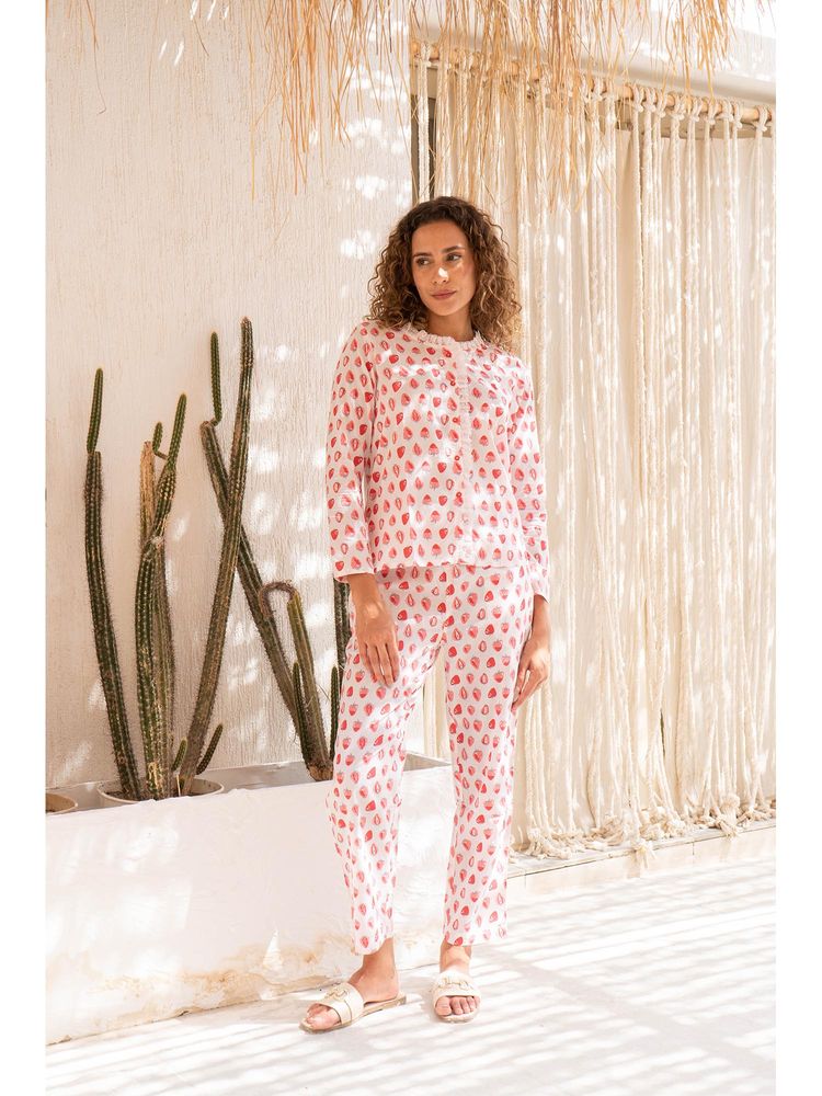 SANSKRUTIHOMES Off White Polka Dots Regular Top and Pyjama-picture-17