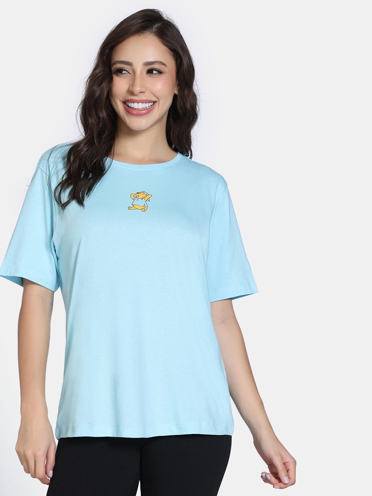 Zivame Blue Printed Relaxed T-Shirt and Leggings-picture-20