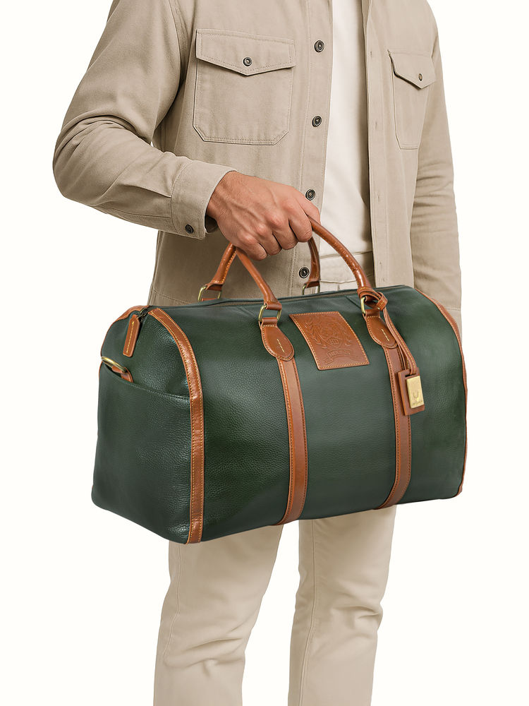Hidesign Charter 02 Unisex Green Duffle Bag with Pouch and Detachable Straps-picture-12