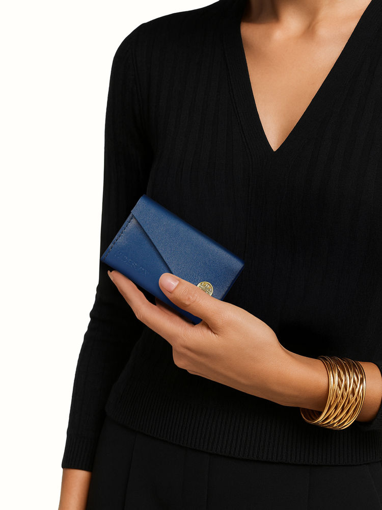 Hidesign Tower W1 Genuine Leather Womens Blue Card Holder-picture-10