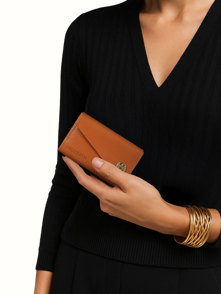 Hidesign Tower W1 Genuine Leather Womens Tan Card Holder-picture-15