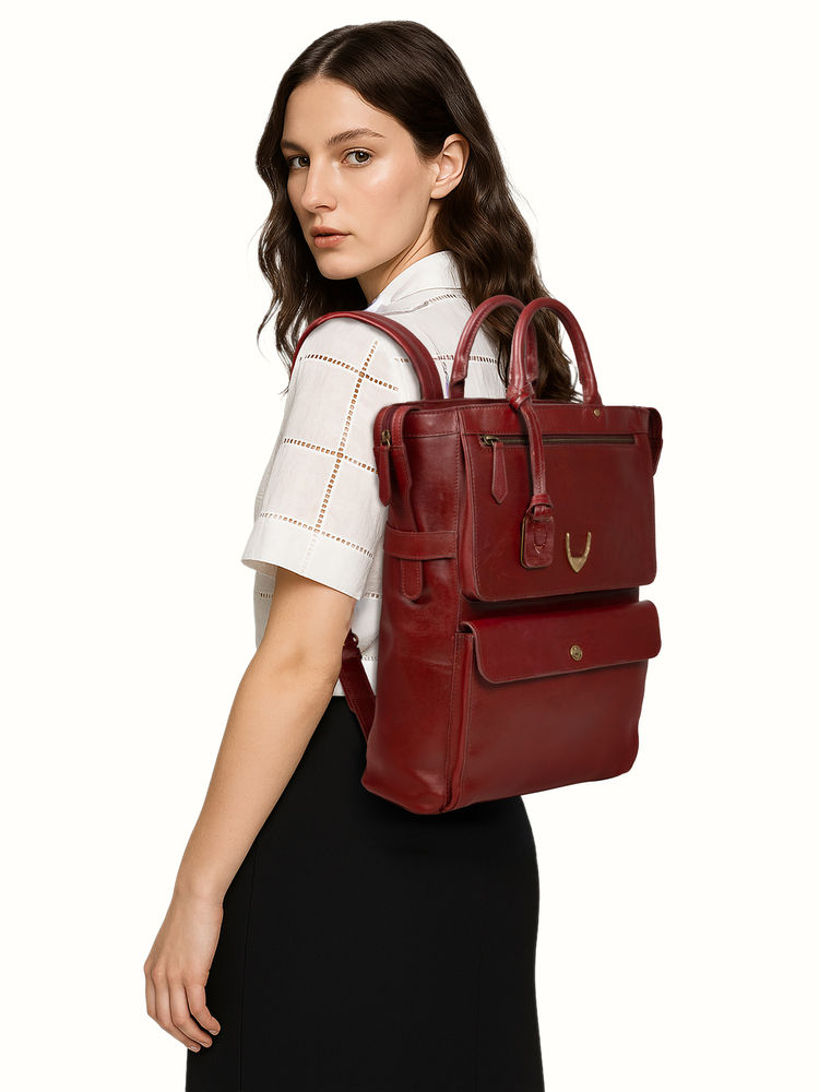 Hidesign Trinity 03 Genuine Leather Womens Maroon Backpack-picture-22