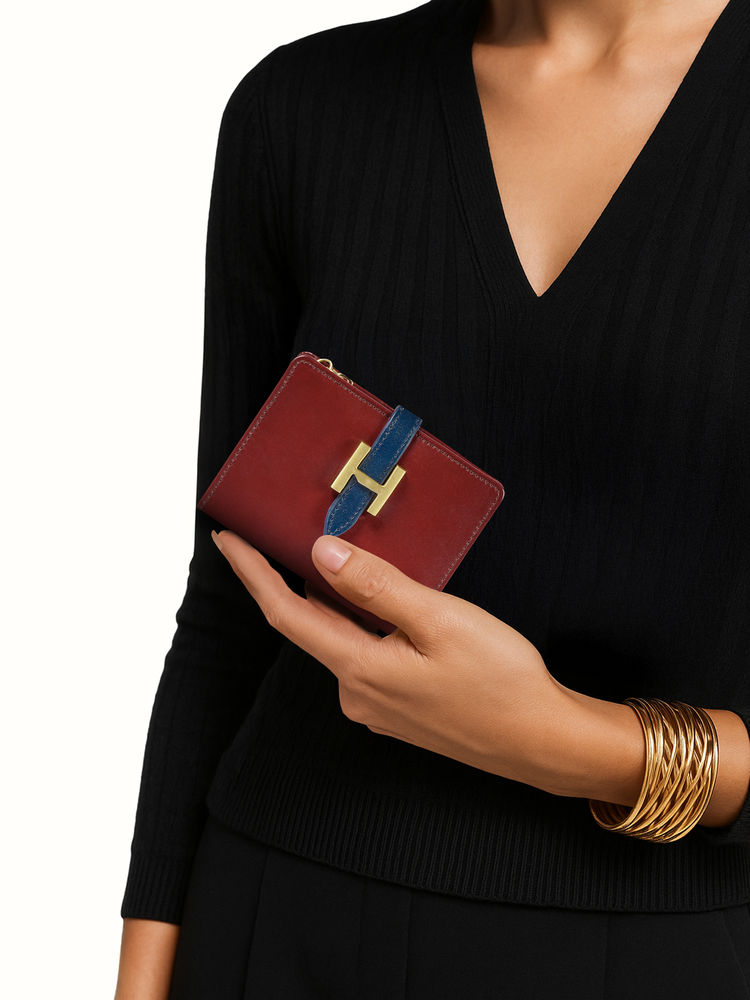 Hidesign Trinity W2 Genuine Leather Womens Maroon Bi Fold Wallet-picture-11