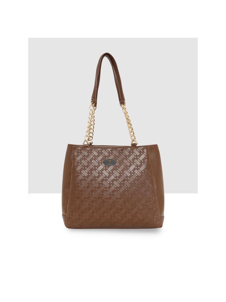 ESBEDA Tan Color Embossed Textured Handbag for Women-picture-25