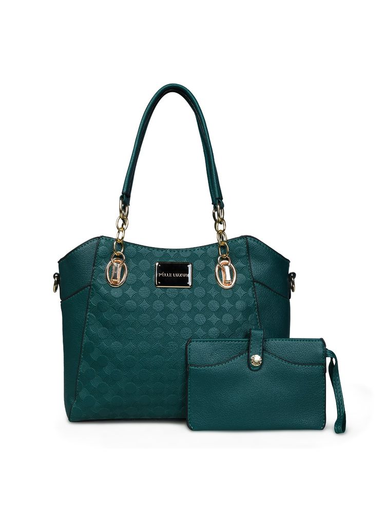 Pelle Luxur Stylish Forest Green Satchel Bag for Women with Pouch (Set Of 2) (M)-picture-20