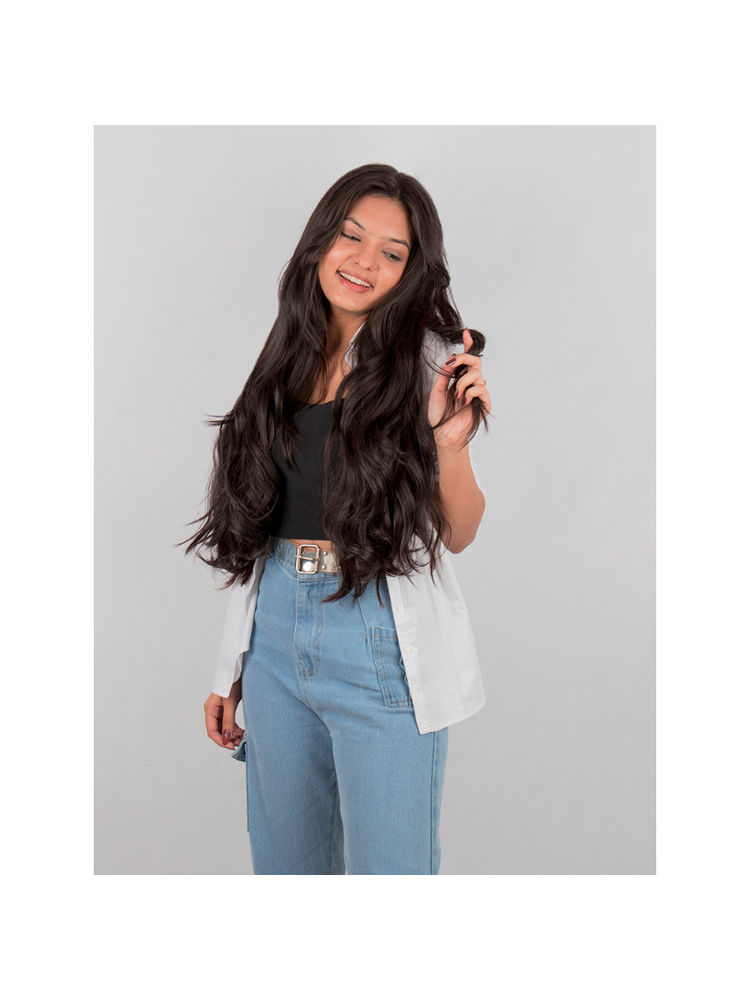 Stasia Street Clip-In 24 Inch Out Curl Dark Brown Hair Extensions