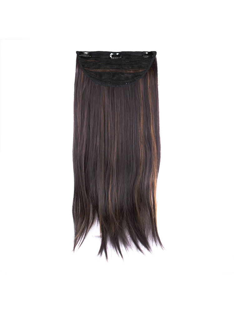 Stasia Street Clip-In 24 Inch Straight Hair Extensions With Golden Brown Highlights
