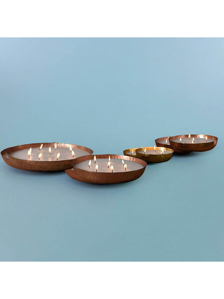 Manor House Roshni Scented Flovored Wax Filled Metal Bowl Urli Set Of 4-image-46