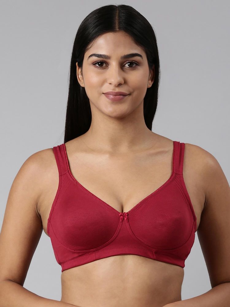 BLOSSOM Red Solid T-Shirt Seamless Medium Coverage Bra-image-0