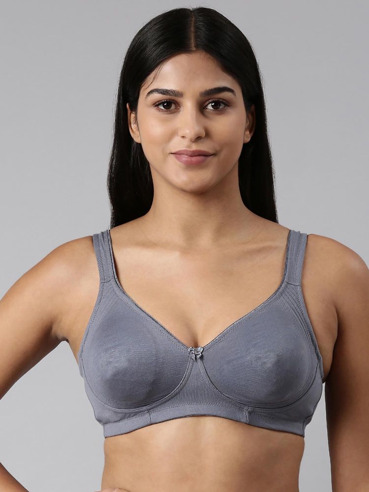 BLOSSOM Grey Solid T-Shirt Seamless Medium Coverage Bra-picture-31