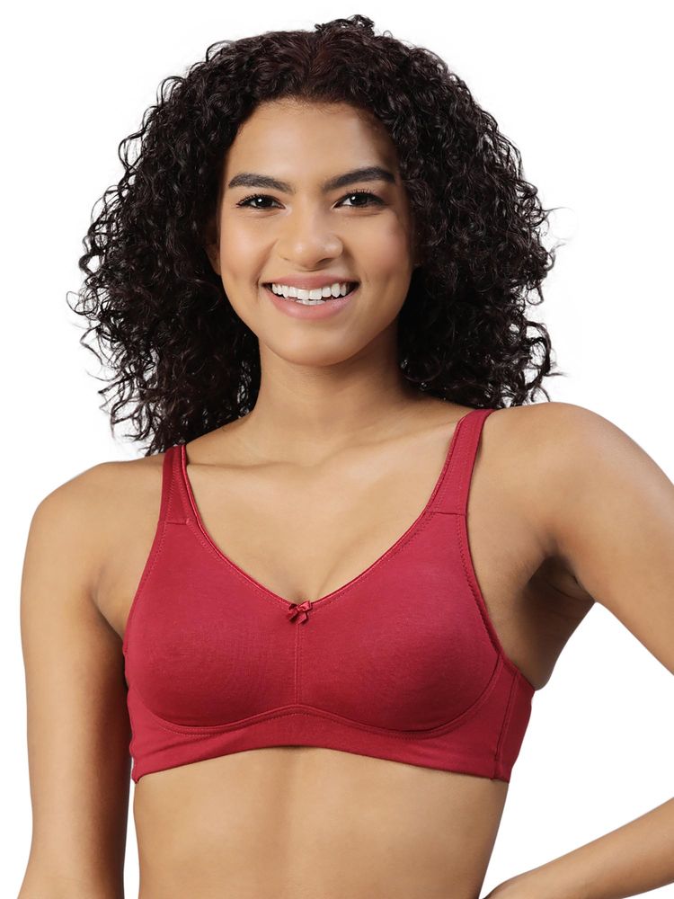 BLOSSOM Red Solid Non-Padded Seamless Medium Coverage Bra-picture-24